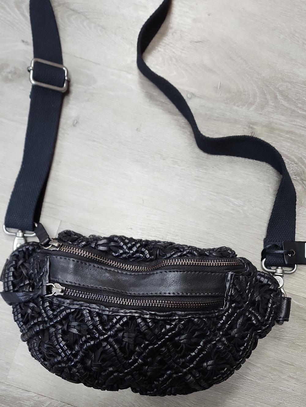 latico Black Woven Lesther Belt Bag